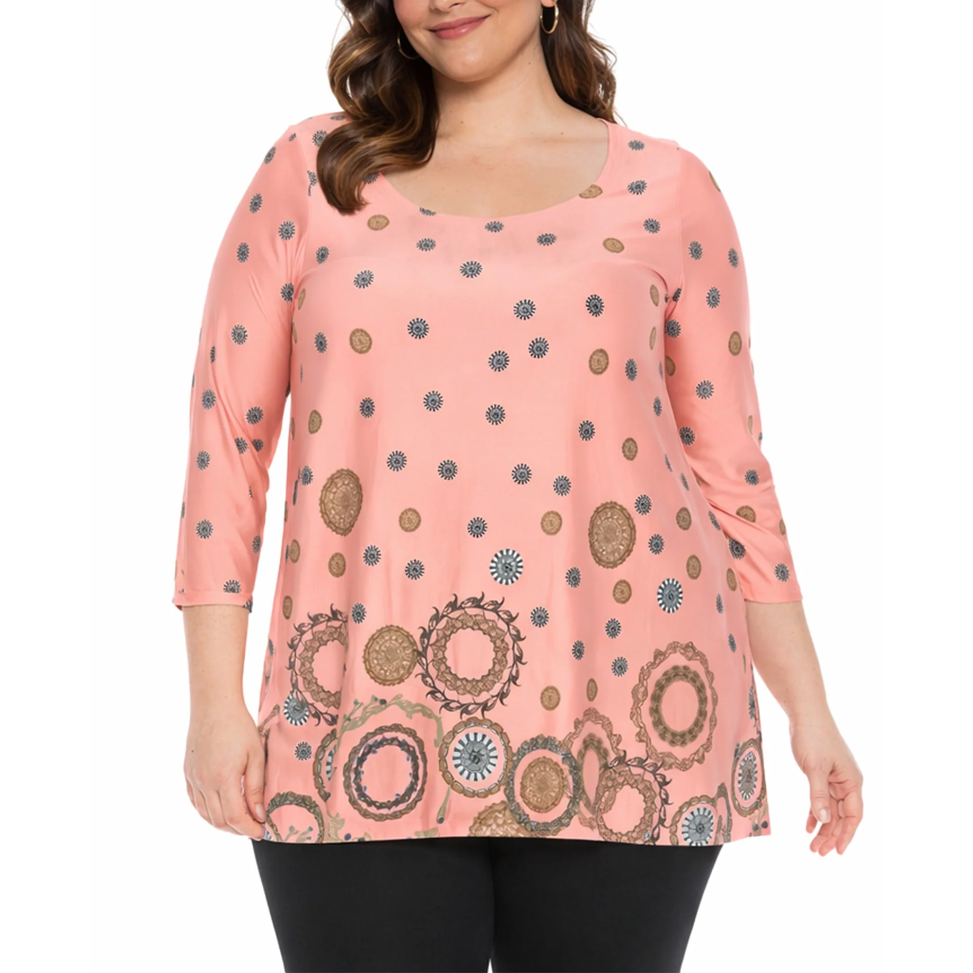 White Mark Women's Printed Sleeve Flowy Tunic Top - Image 4