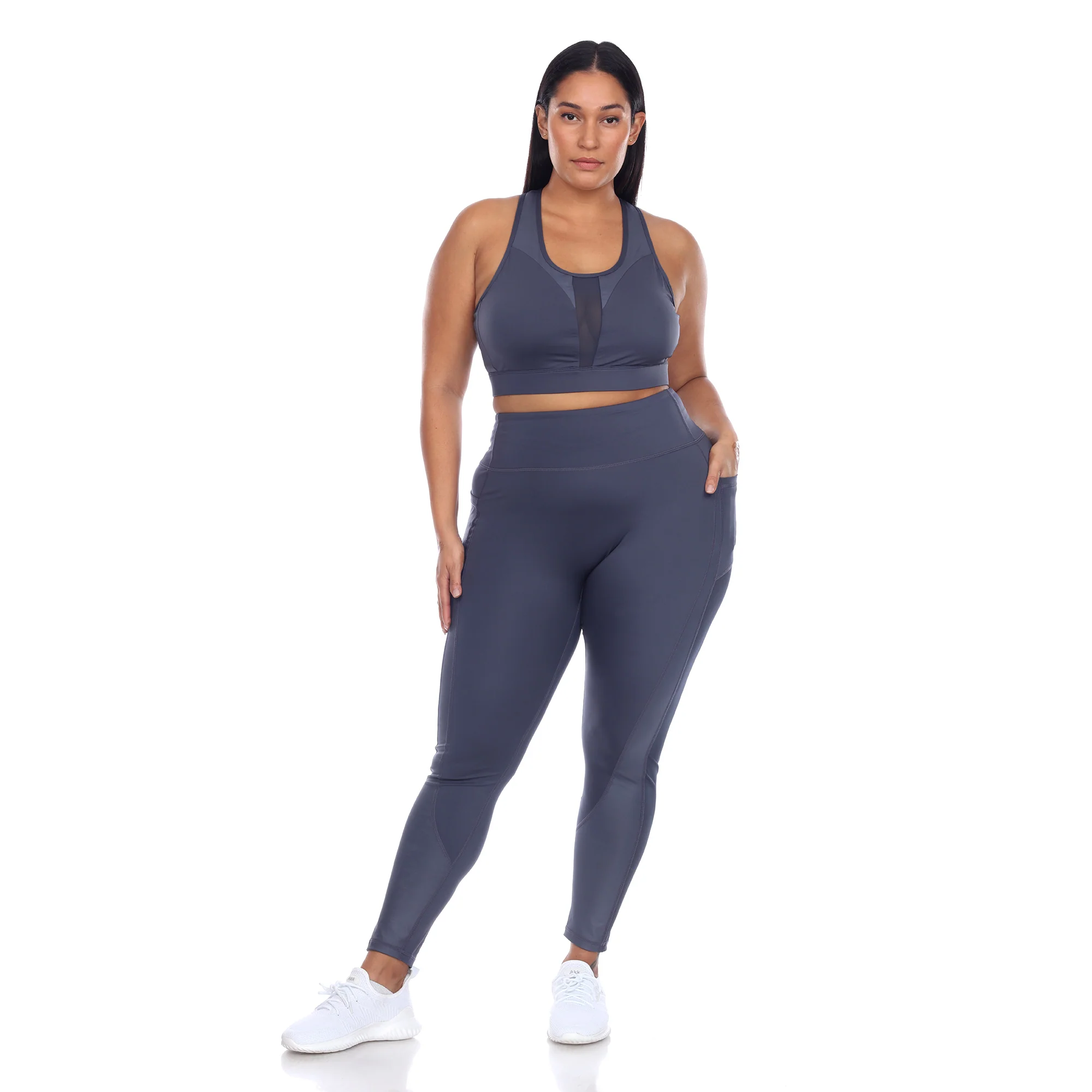 White Mark Women's Racer Back Sports Bra & Mesh Leggings Set - Image 4