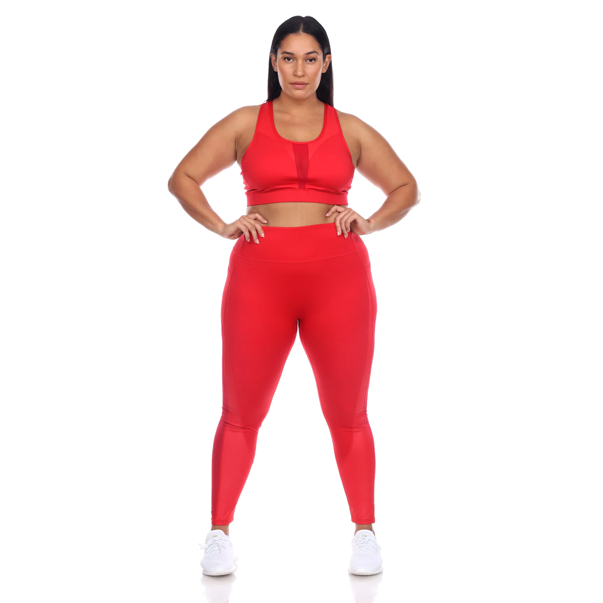 White Mark Women's Racer Back Sports Bra & Mesh Leggings Set - Image 6
