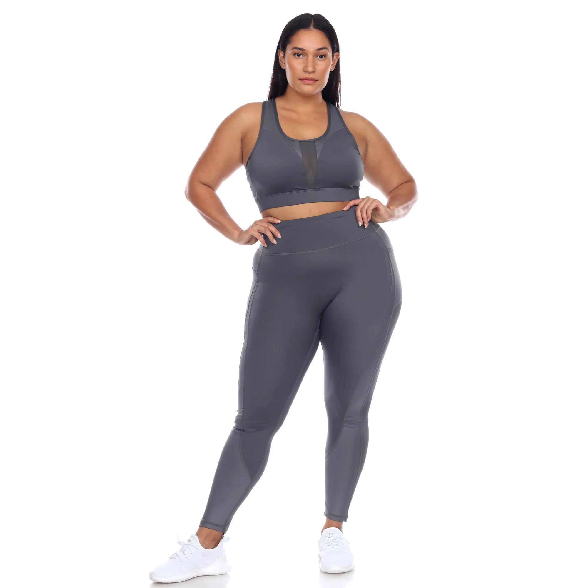 White Mark Women's Racer Back Sports Bra & Mesh Leggings Set - Image 8