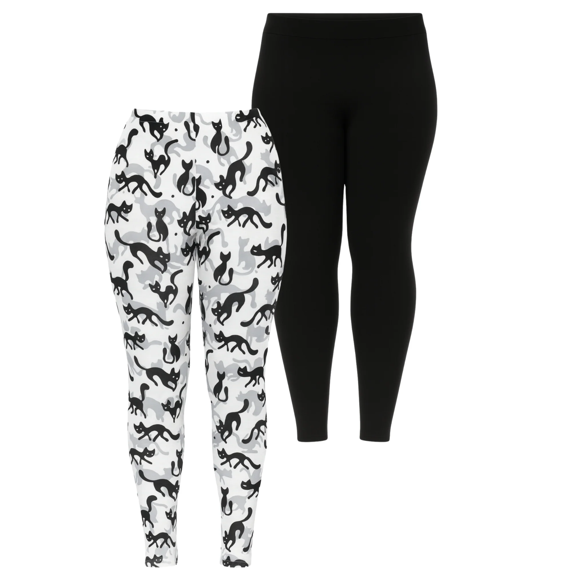 White Mark Women's Set of 2 Print & Solid Leggings - Image 2