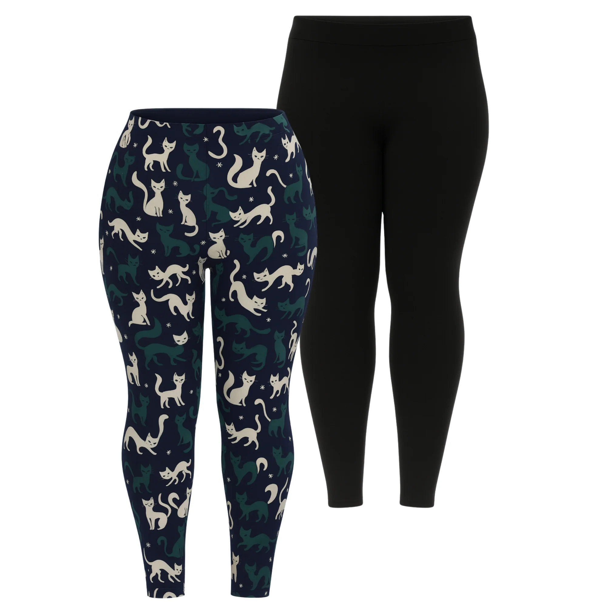 White Mark Women's Set of 2 Print & Solid Leggings - Image 3
