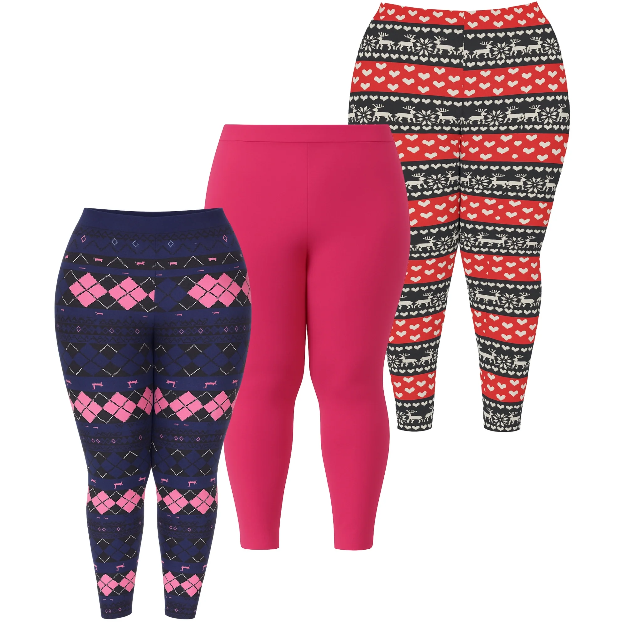 White Mark Women's Set of 3 Holiday Printed Leggings - Image 2