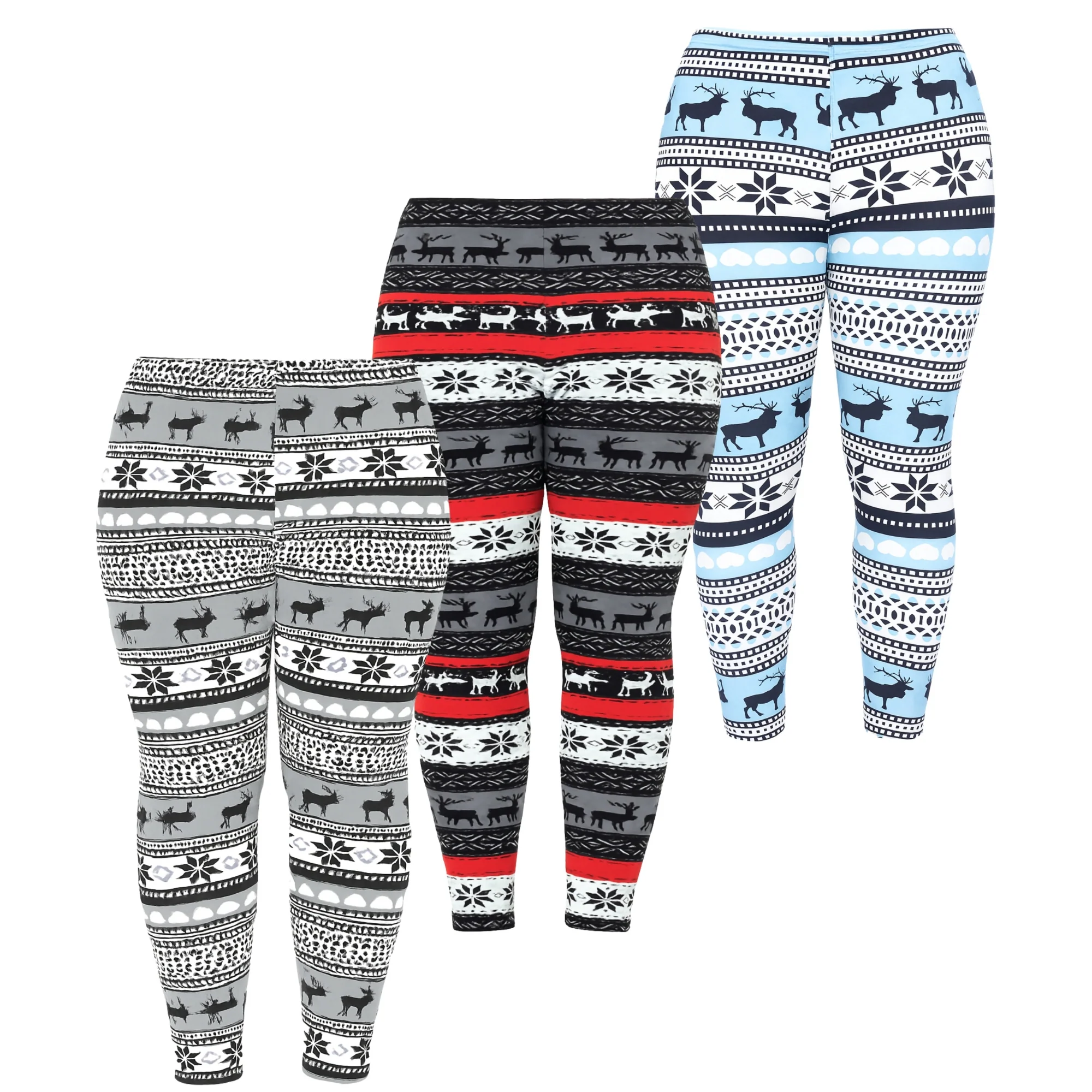White Mark Women's Set of 3 Holiday Printed Leggings - Image 3