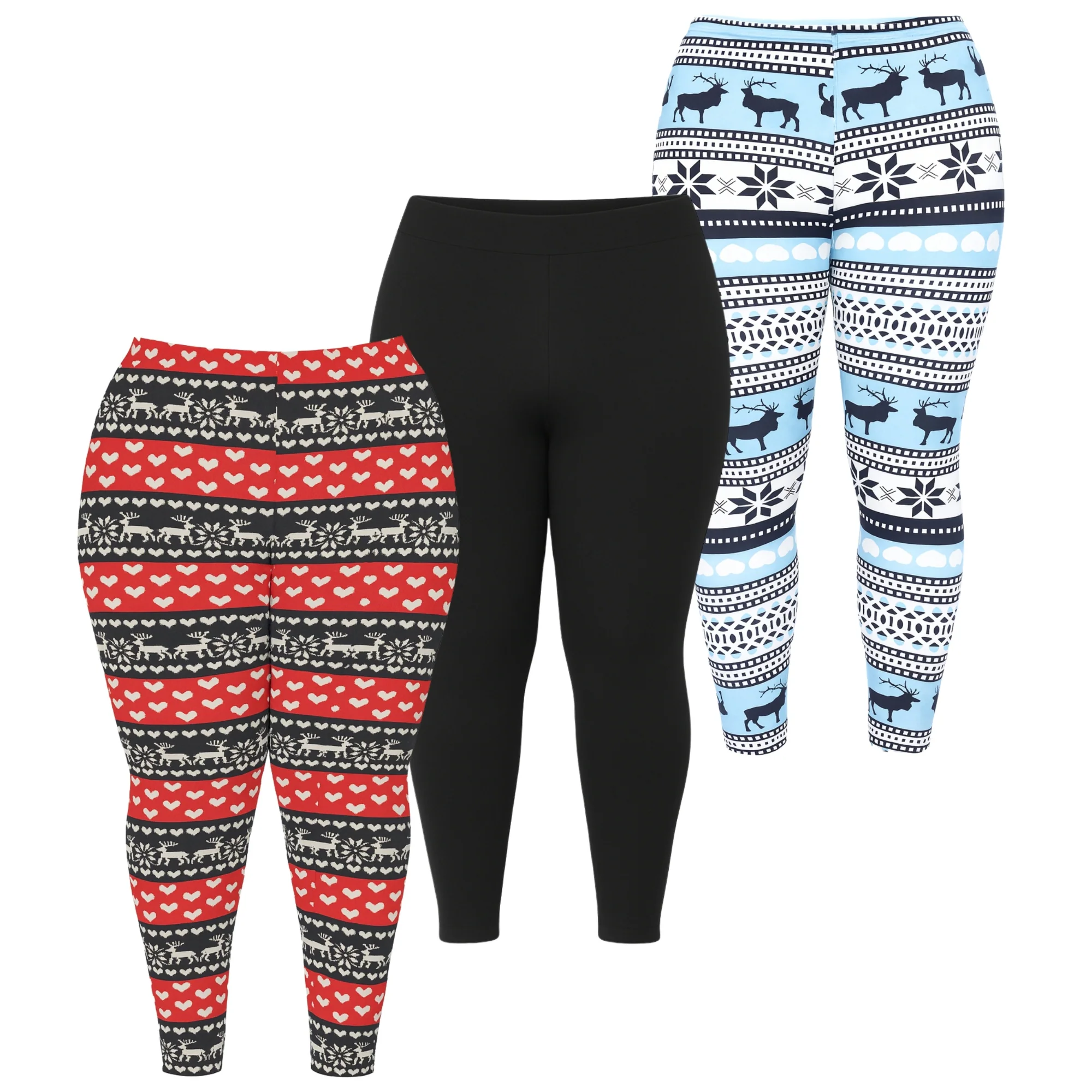 White Mark Women's Set of 3 Holiday Printed Leggings - Image 4