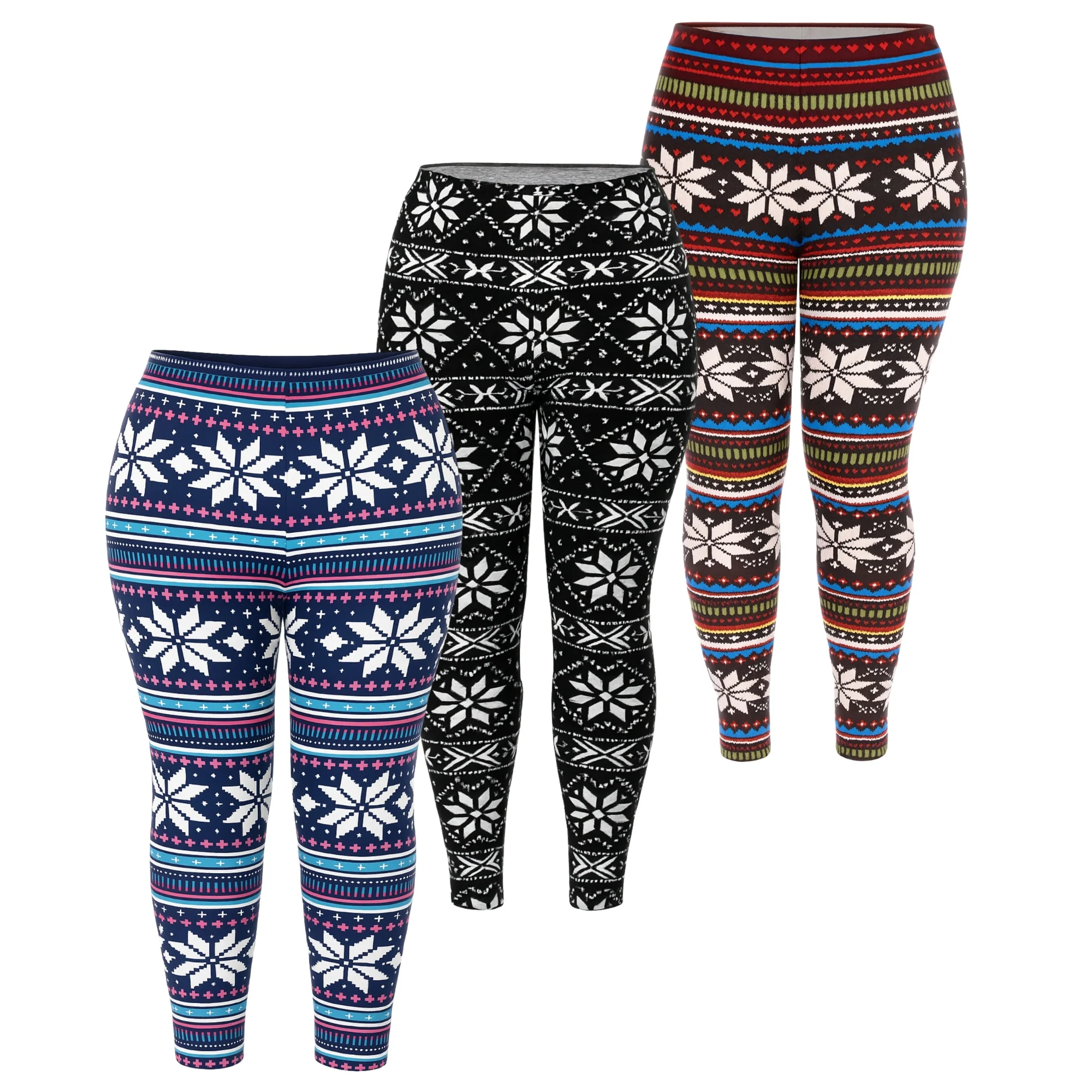 White Mark Women's Set of 3 Holiday Printed Leggings - Image 5