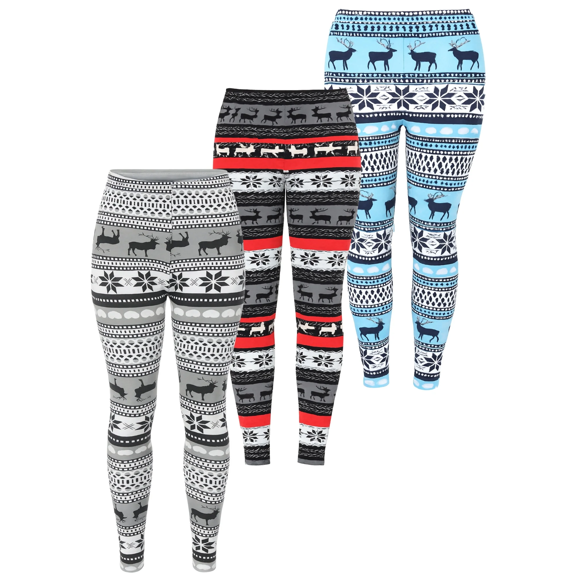 White Mark Women's Set of 3 Holiday Printed Leggings - Image 6