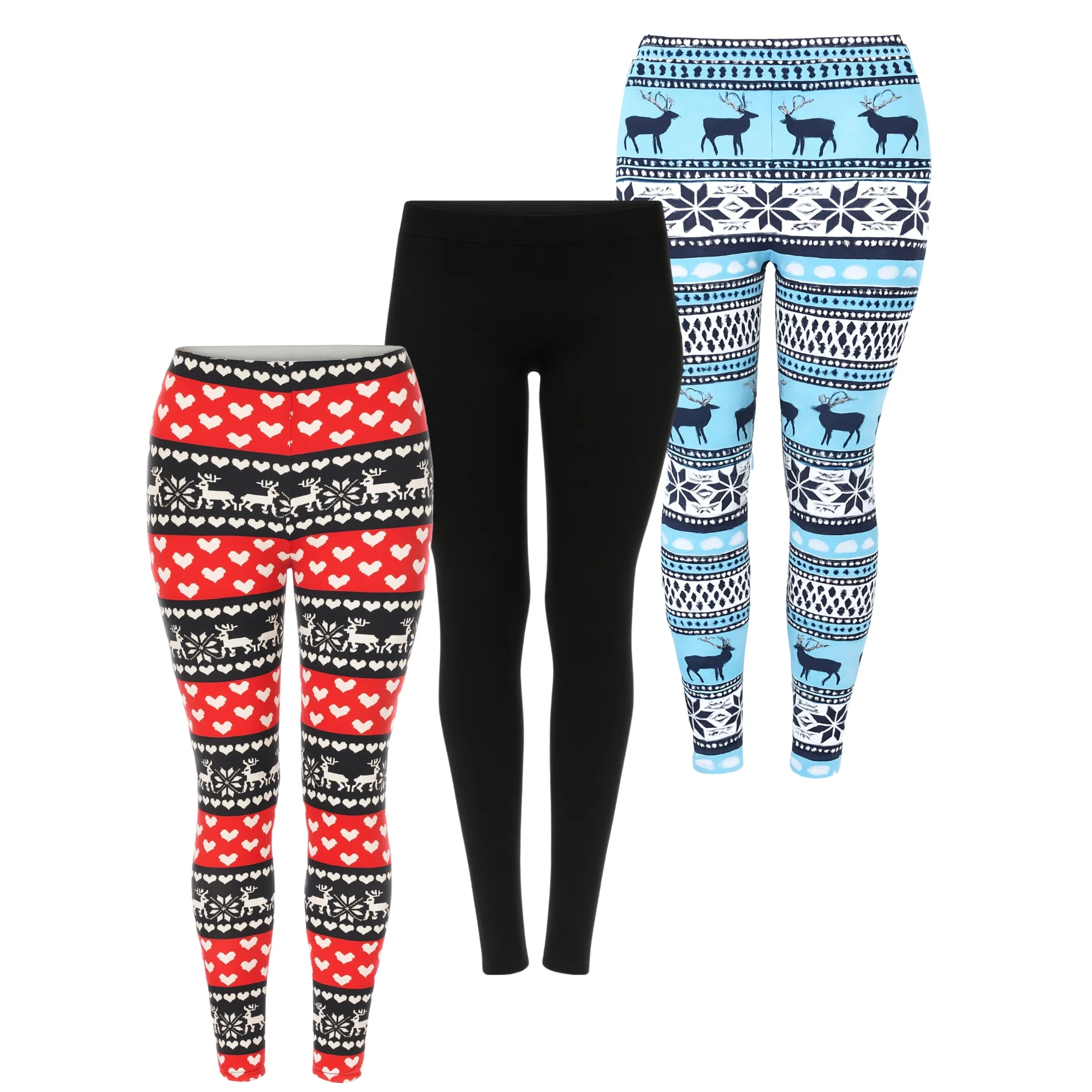 White Mark Women's Set of 3 Holiday Printed Leggings - Image 7