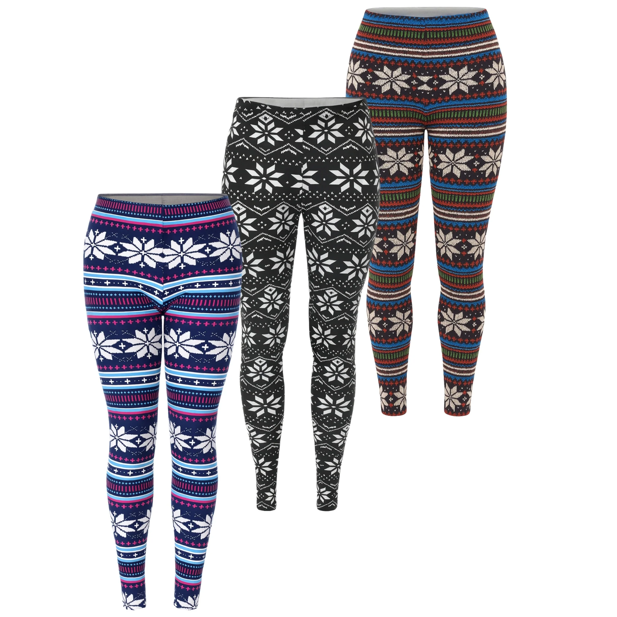 White Mark Women's Set of 3 Holiday Printed Leggings - Image 9