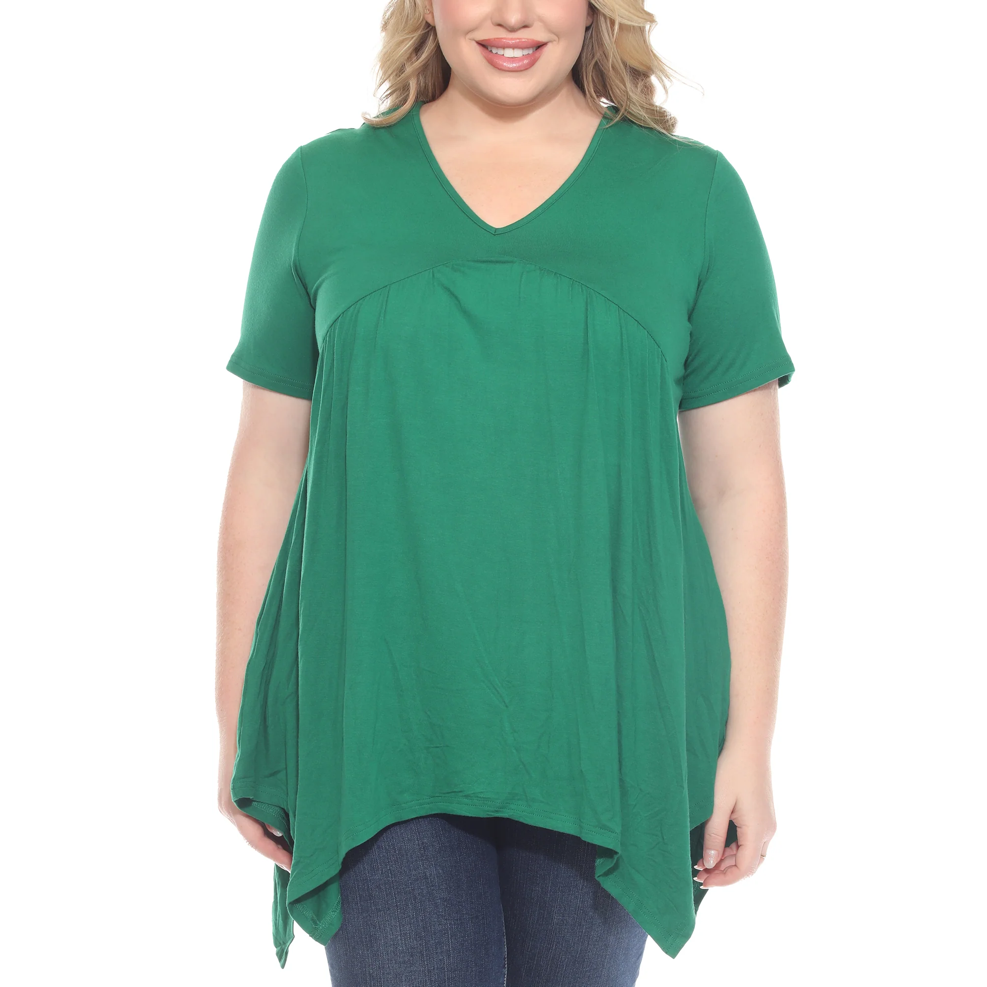 White Mark Women's Short Sleeve Shirred Front Knit Top with Pockets - Image 6