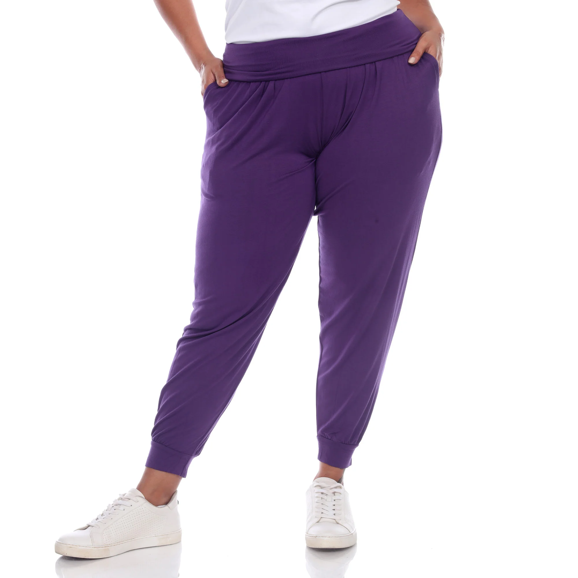 White Mark Women's Solid Slouchy Jogger Pants - Image 13