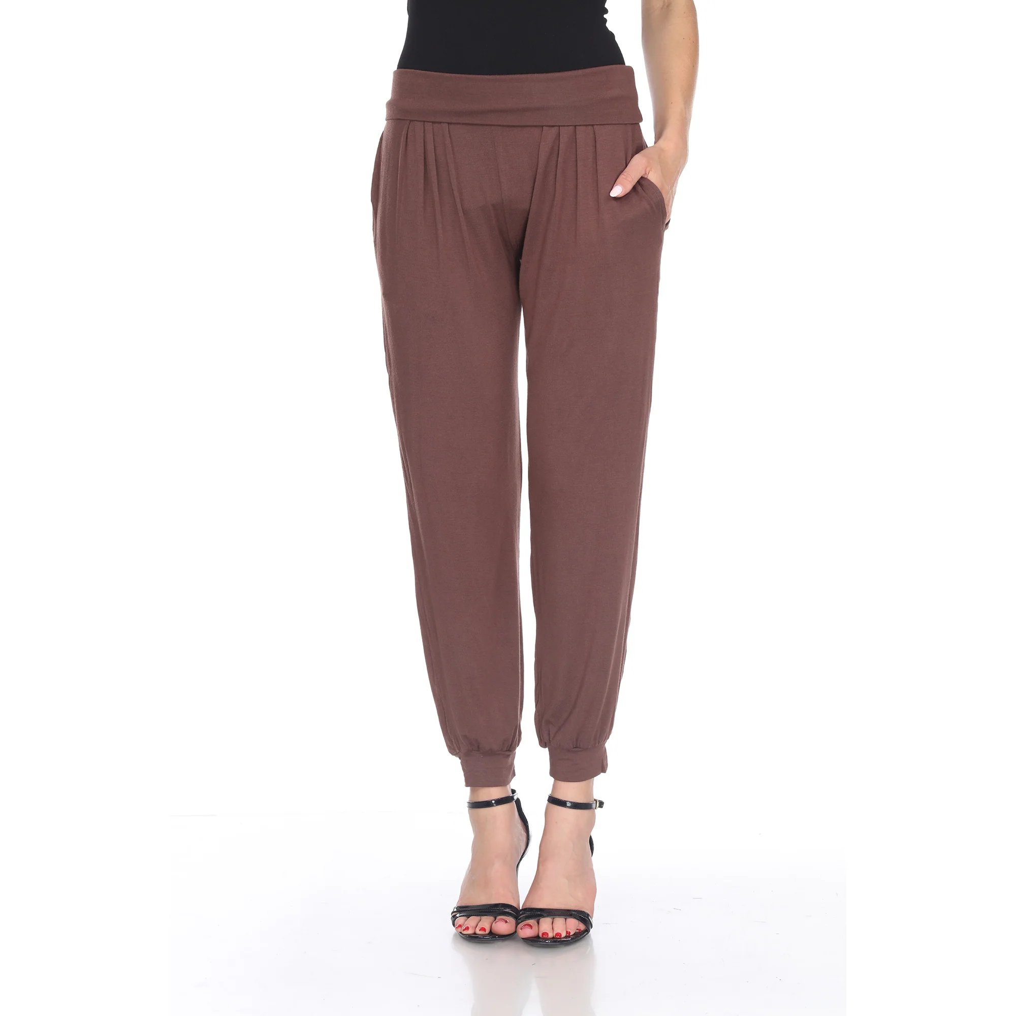 White Mark Women's Solid Slouchy Jogger Pants - Image 4