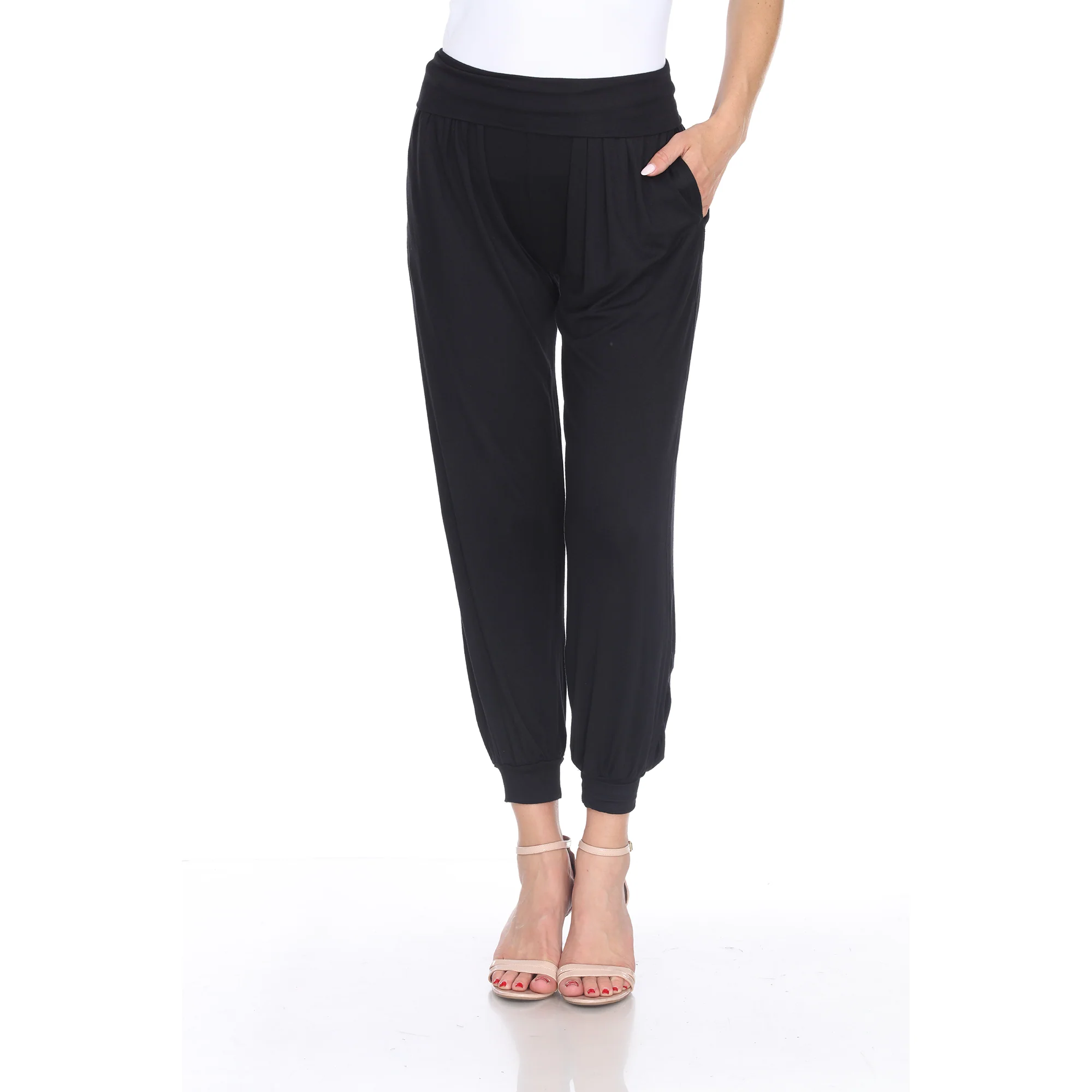 White Mark Women's Solid Slouchy Jogger Pants - Image 5