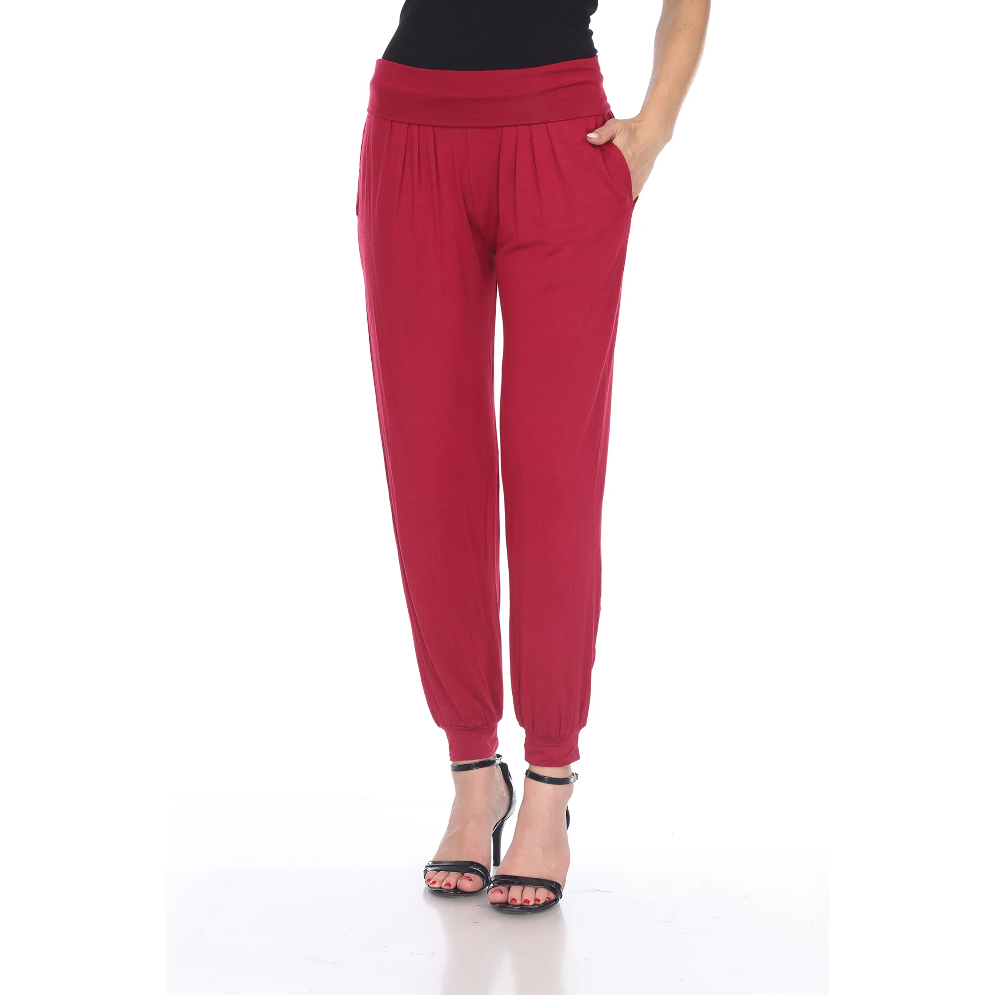 White Mark Women's Solid Slouchy Jogger Pants - Image 7