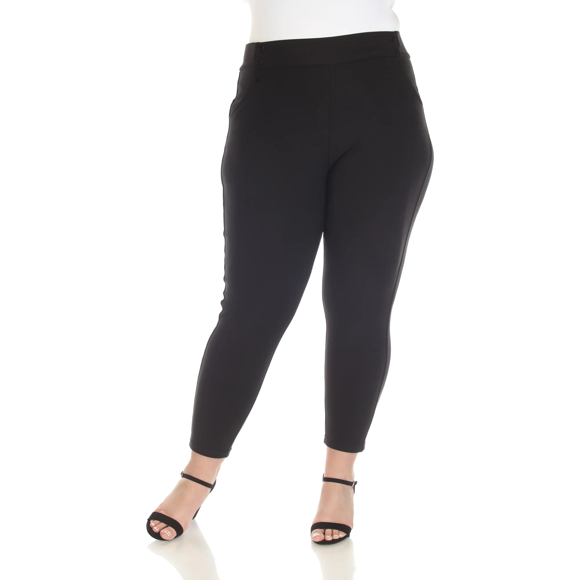 White Mark Women's Super Soft Elastic Waist Scuba Pants - Image 5