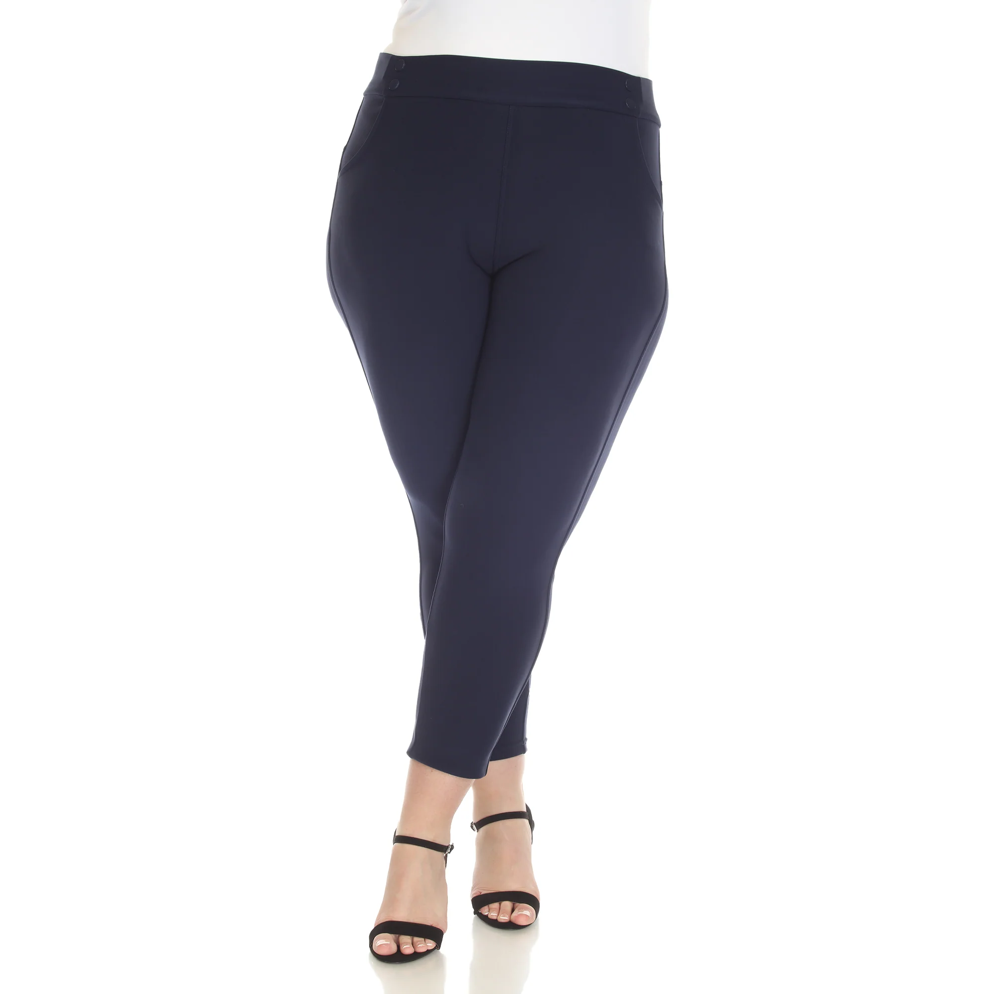 White Mark Women's Super Soft Elastic Waist Scuba Pants - Image 6