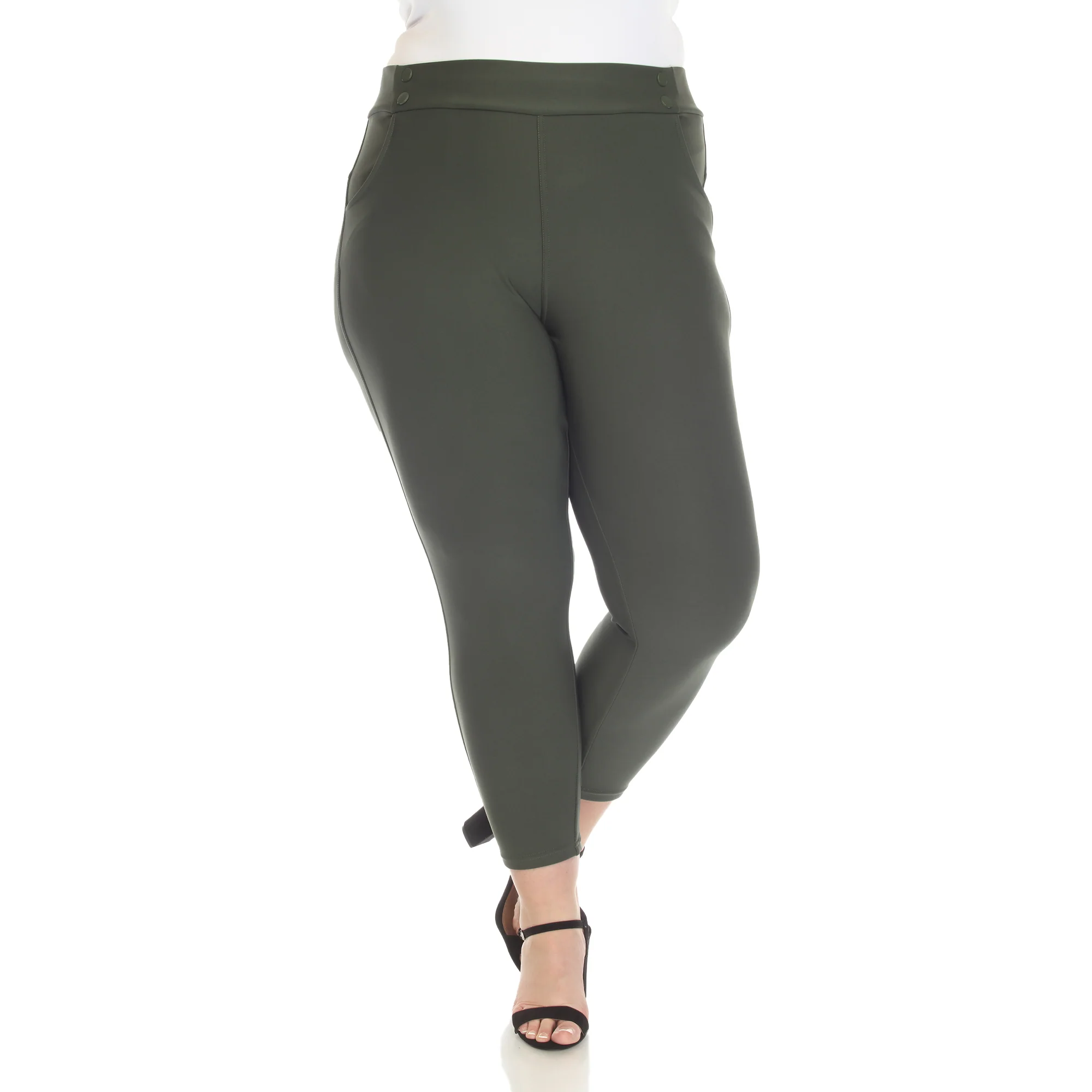 White Mark Women's Super Soft Elastic Waist Scuba Pants - Image 7