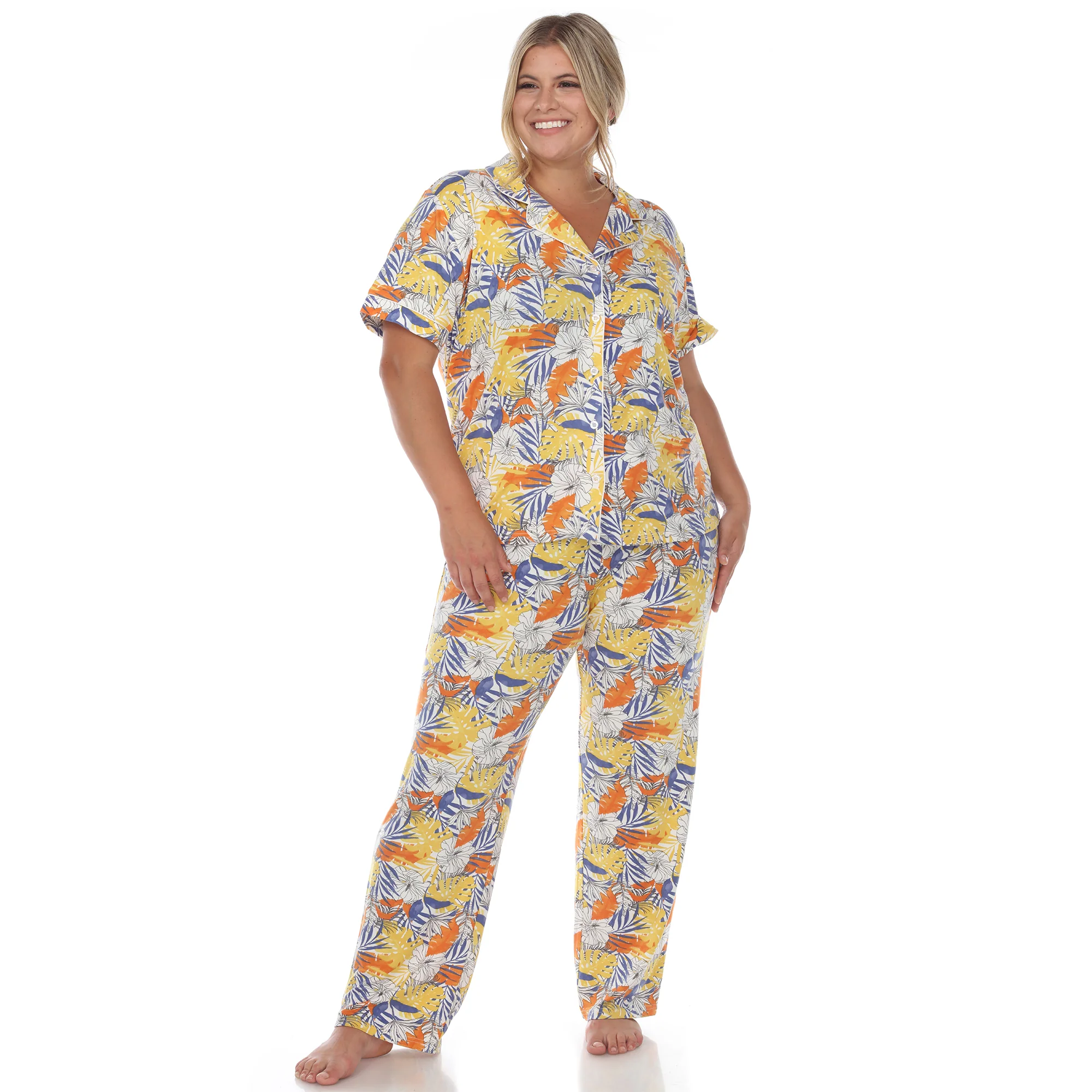 White Mark Women's Tropical Print Pajama Set - Image 3