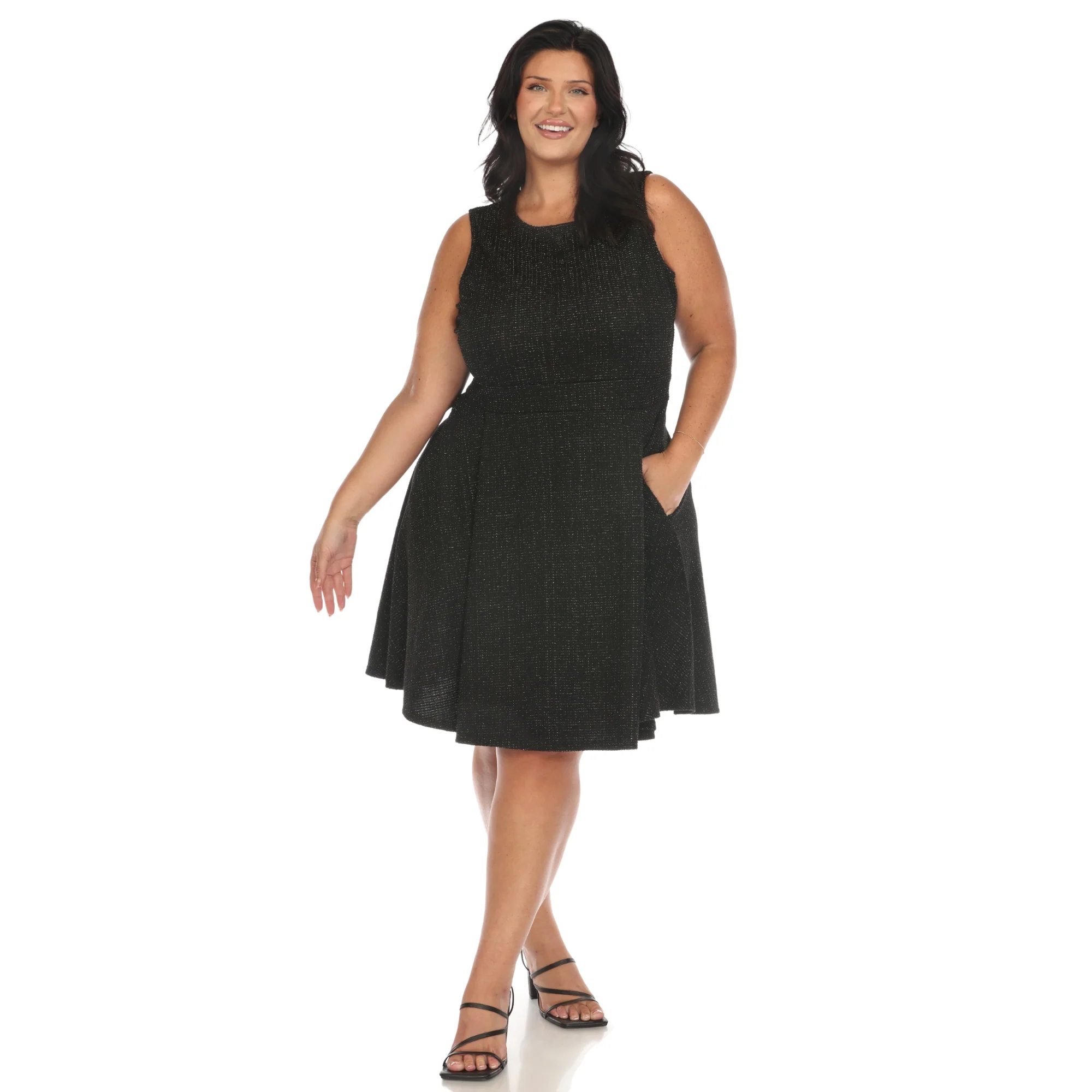 White Mark Women's Tweed Fit & Flare Dress - Image 3