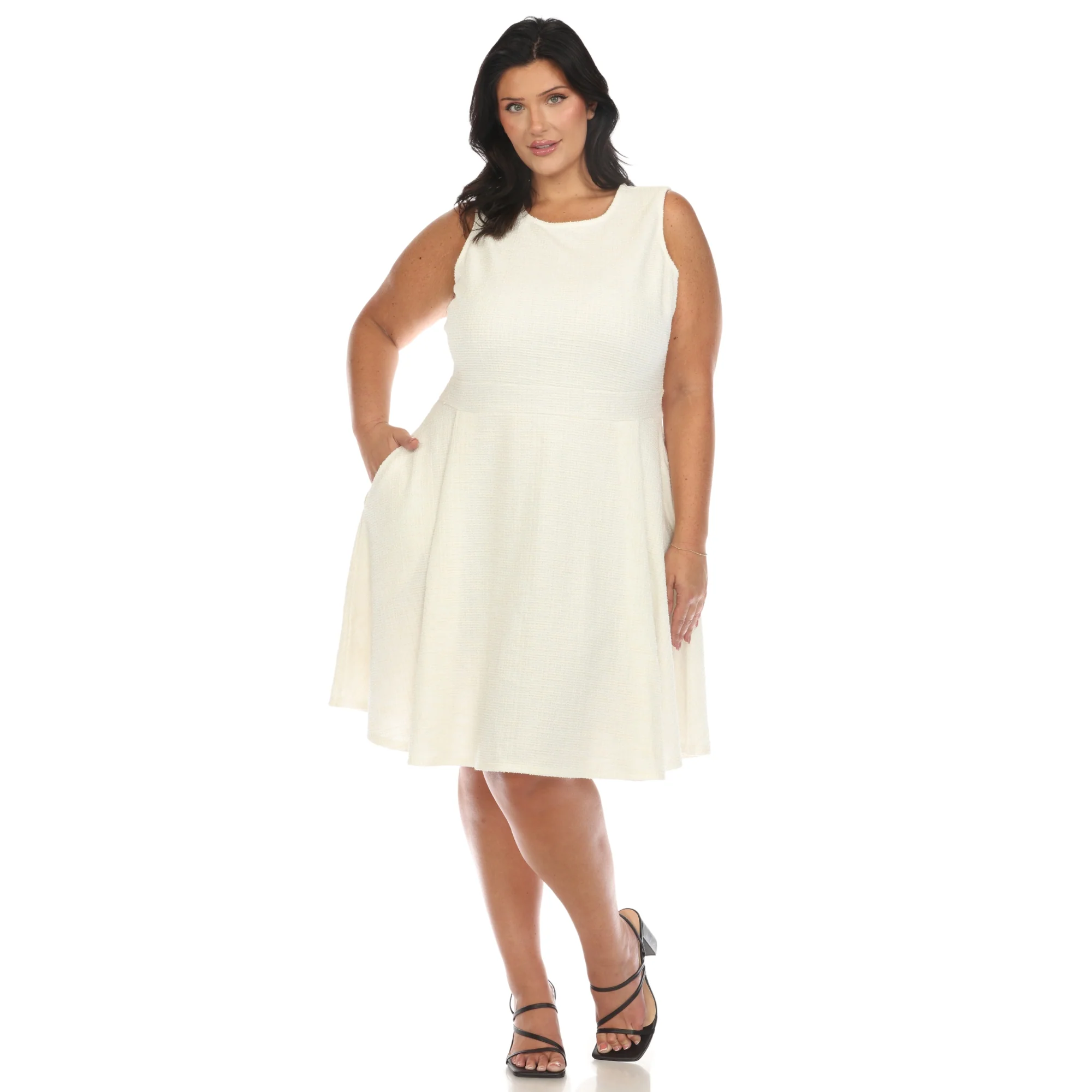 White Mark Women's Tweed Fit & Flare Dress - Image 4
