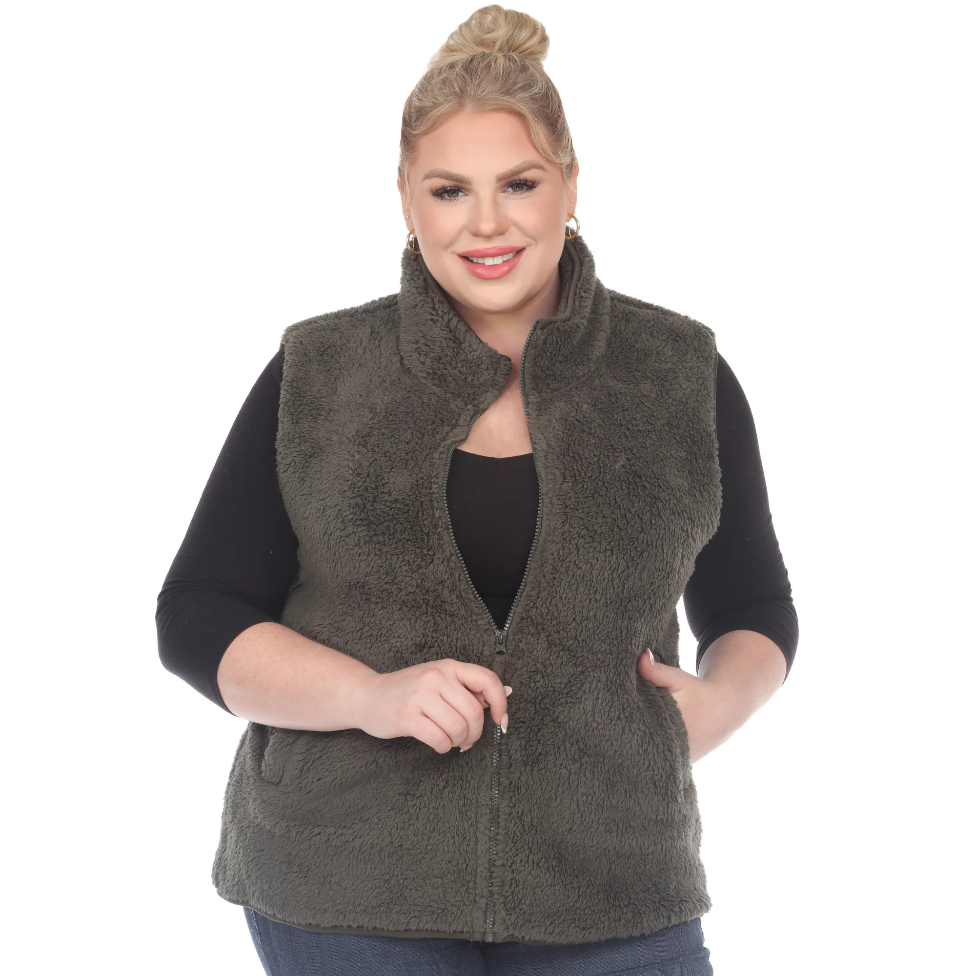 White Mark Women's Zip-Up Sherpa Vest - Image 11