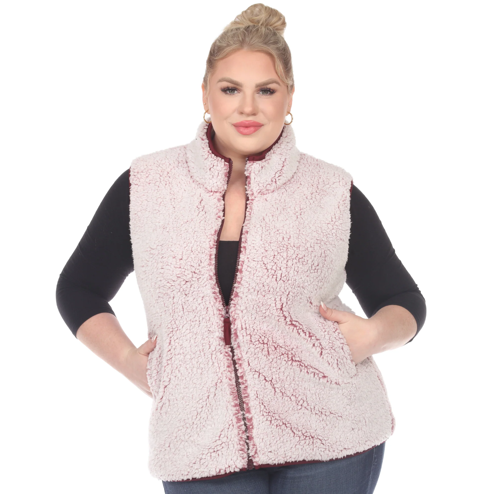 White Mark Women's Zip-Up Sherpa Vest - Image 12