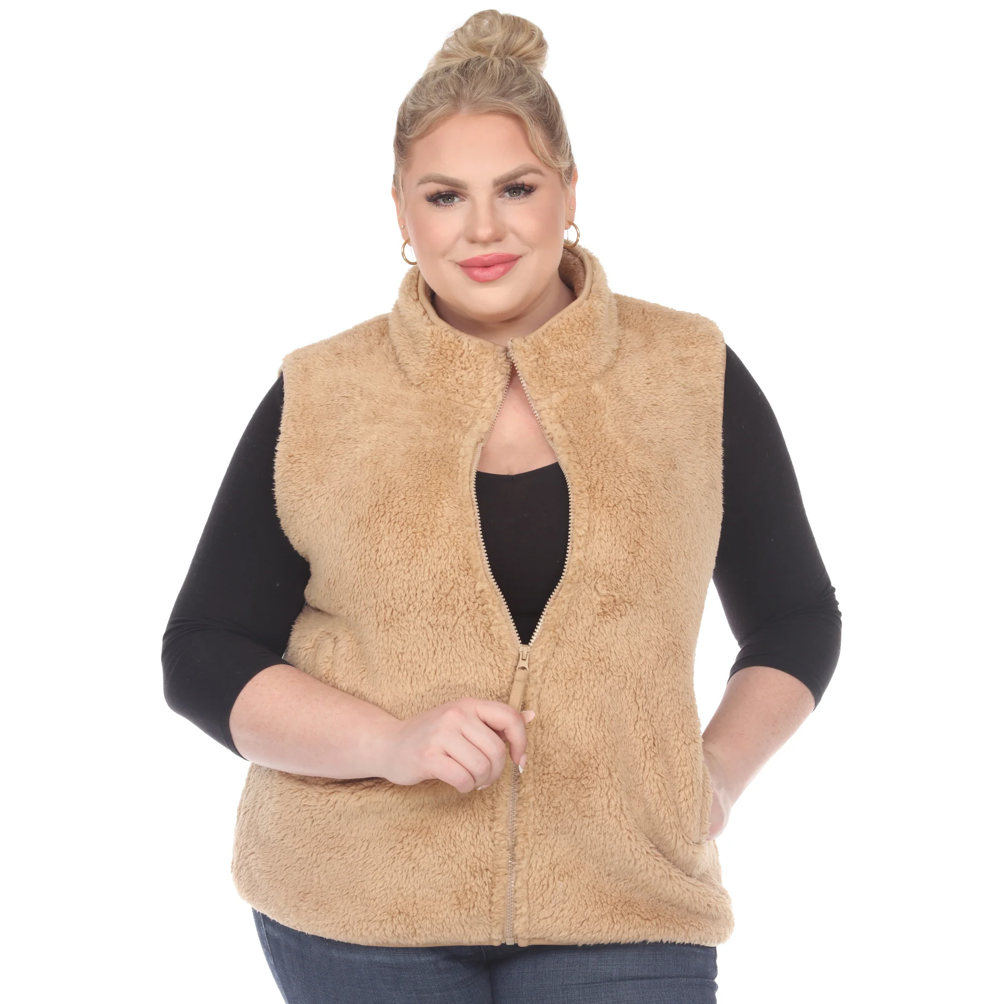 White Mark Women's Zip-Up Sherpa Vest - Image 14