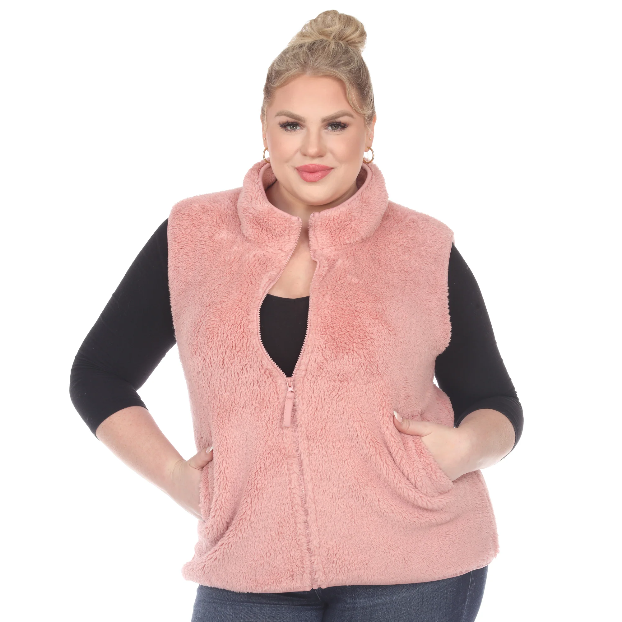 White Mark Women's Zip-Up Sherpa Vest - Image 15
