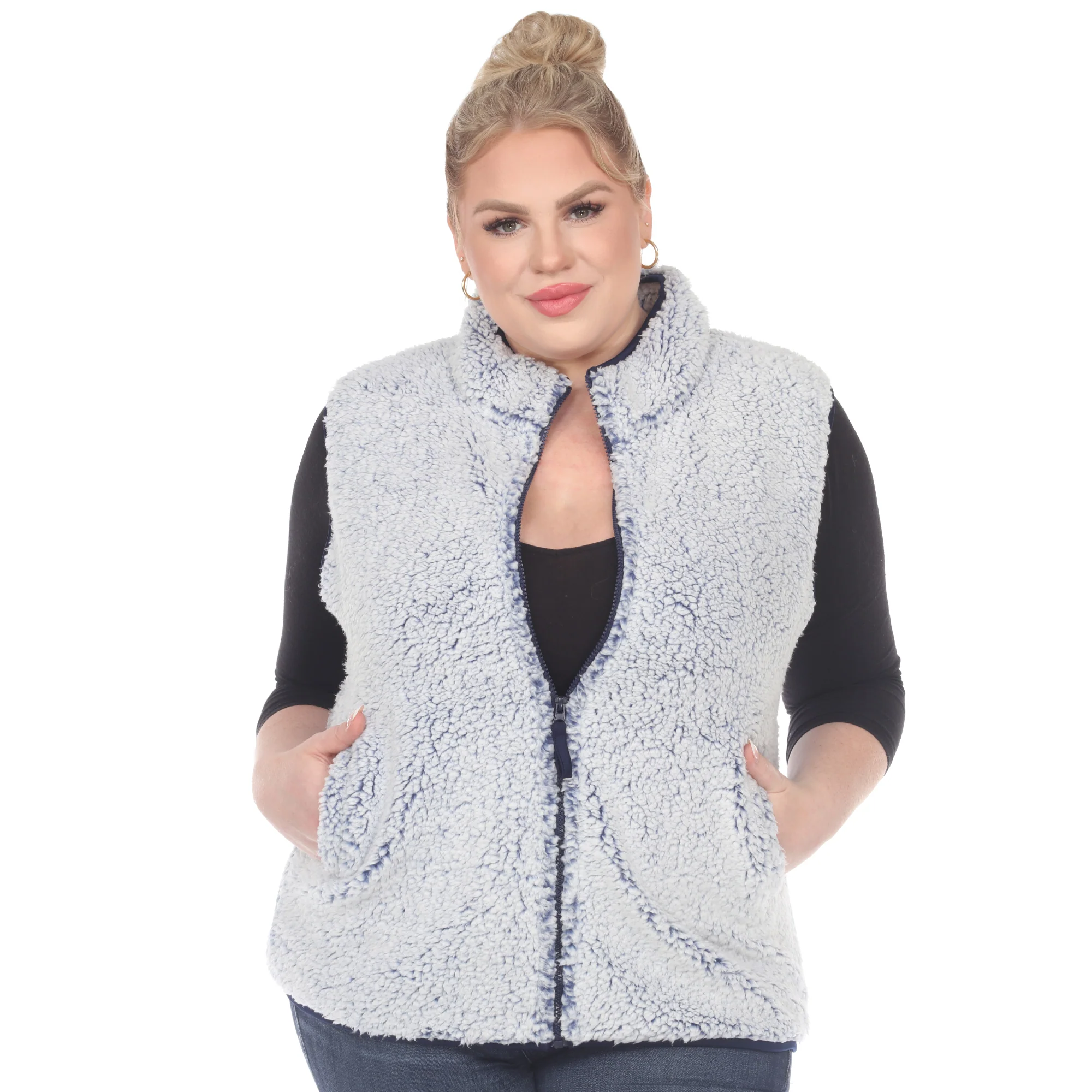 White Mark Women's Zip-Up Sherpa Vest - Image 16