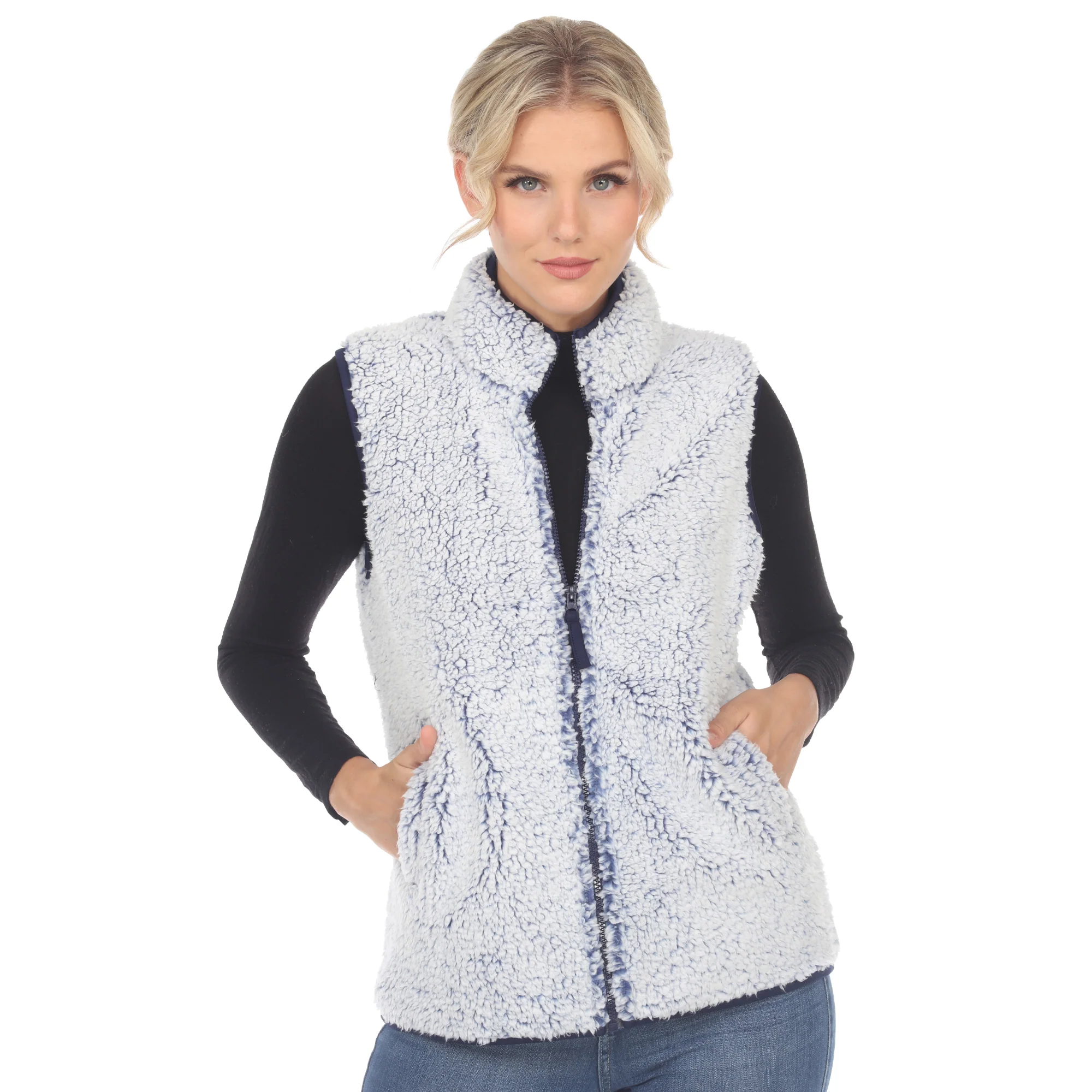 White Mark Women's Zip-Up Sherpa Vest - Image 8