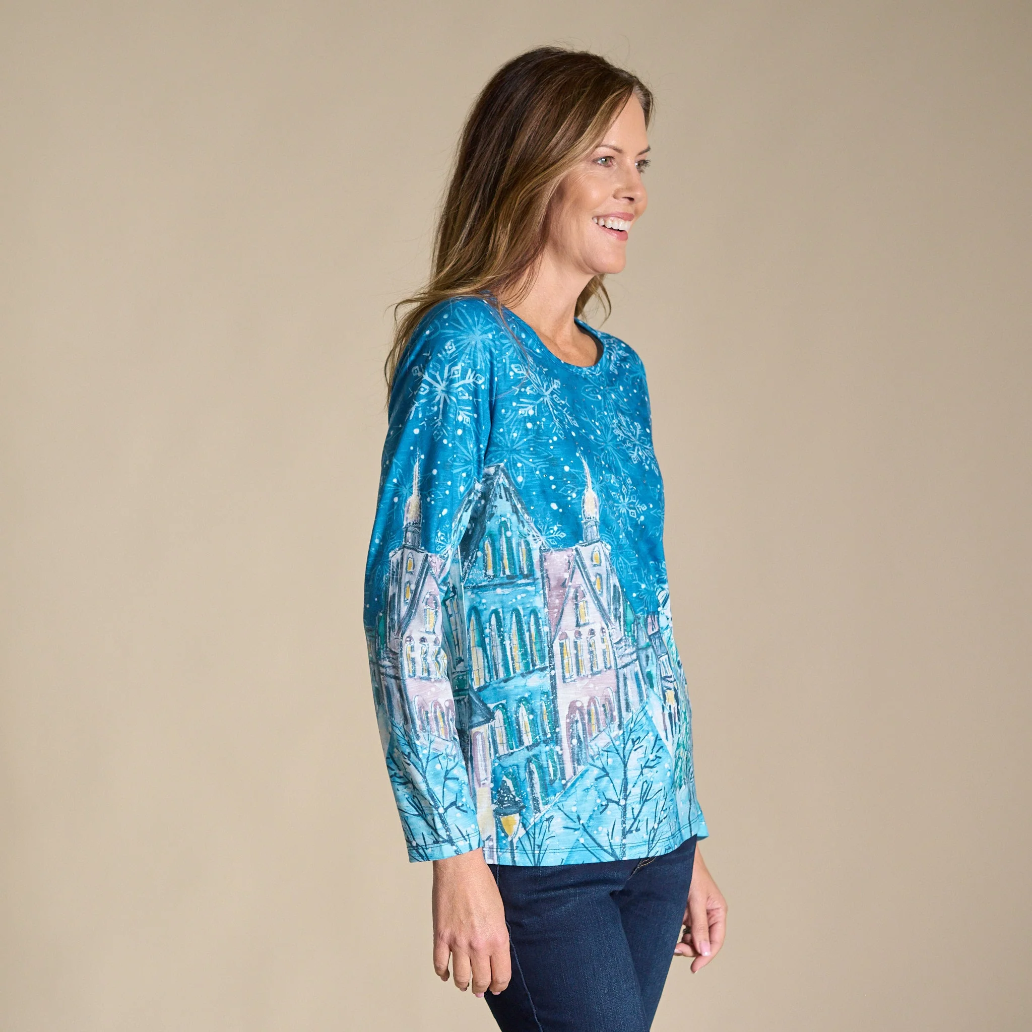 Christopher & Banks Winter Scenic Print Long Sleeve Tee - Image 3