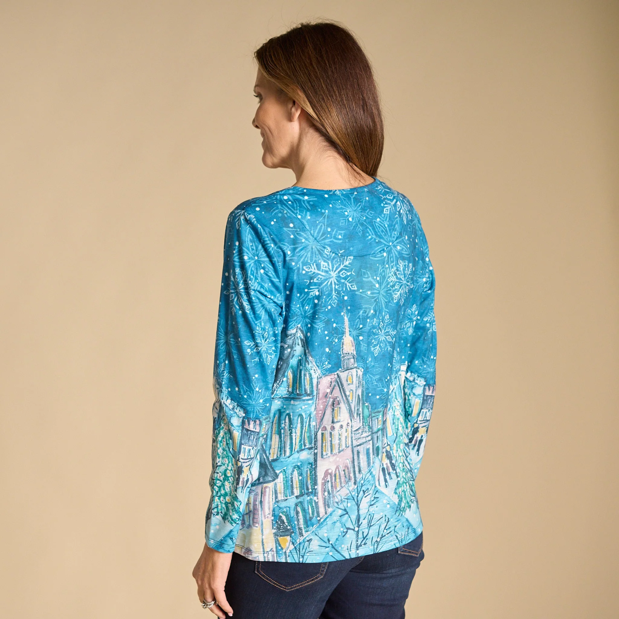 Christopher & Banks Winter Scenic Print Long Sleeve Tee - Image 4